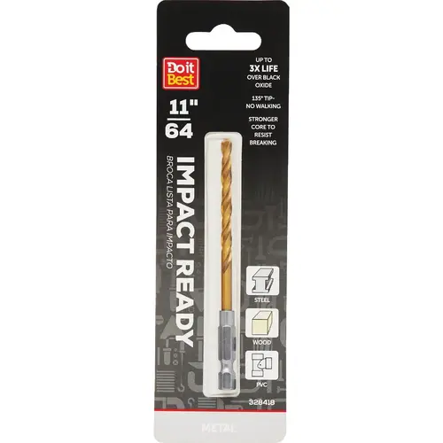11/64 In. Impact Ready Titanium Hex Shank Drill Bit