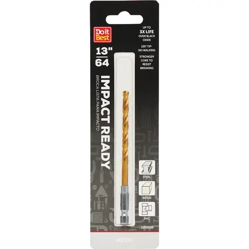 13/64 In. Impact Ready Titanium Hex Shank Drill Bit