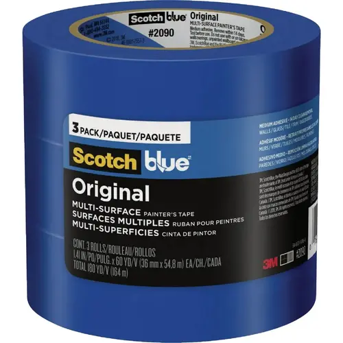 SCOTCHBLUE 2090-36AP3 1.41 In. x 60 Yd. Original Painter's Tape (3 Roll) Blue