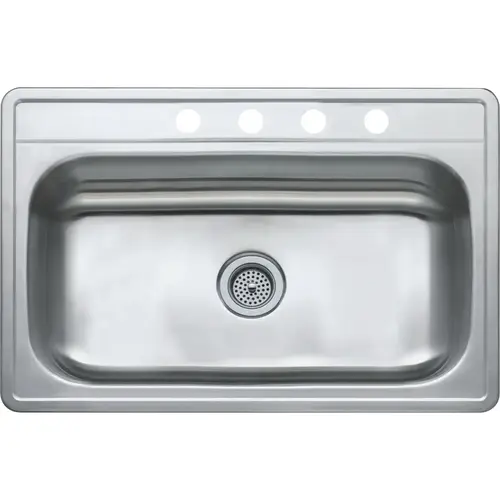 CMI 482-8266 Compass Manufacturing 33 In. x 22 In. x 9.5 In. Single Bowl Top Mount Kitchen Sink Stainless