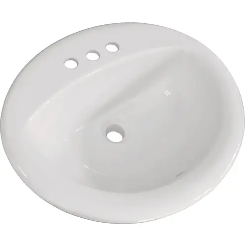 CMI 006-623 Compass Manufacturing Canton Oak Lawn Oval Drop-In Bathroom Sink, White