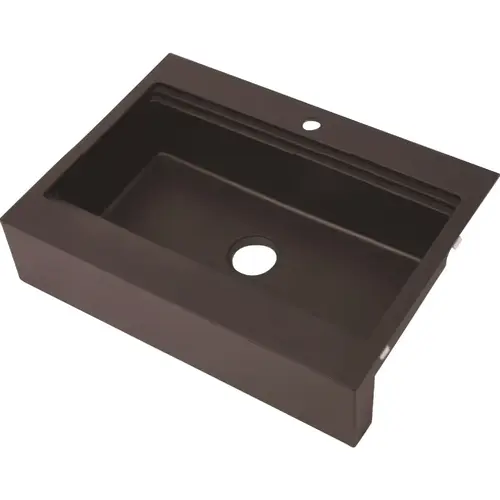 CMI 132-7936 Compass Manufacturing Single Bowl 33 In. x 24 In. x 8 In. Black Granite 7-1/2 In. Flat Front Apron Work Station Sink