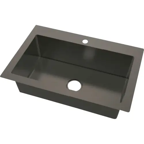 CMI 482-8289 Compass Manufacturing Single Bowl 33 In. x 25 In. x 8 In. Black Stainless Dual Mount Sink