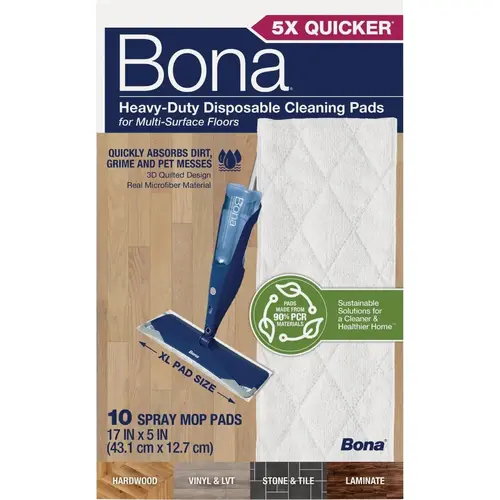 Bona AX0003640 Heavy Duty Disposable Cleaning Pads for Multi-Surface Floors (10-Count)