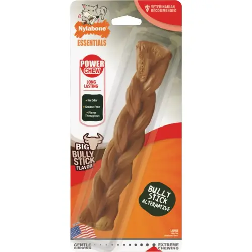 Nylabone NBB103WXR Essentials Power Chew Large Braided Bully Stick Alternative Chew Toy