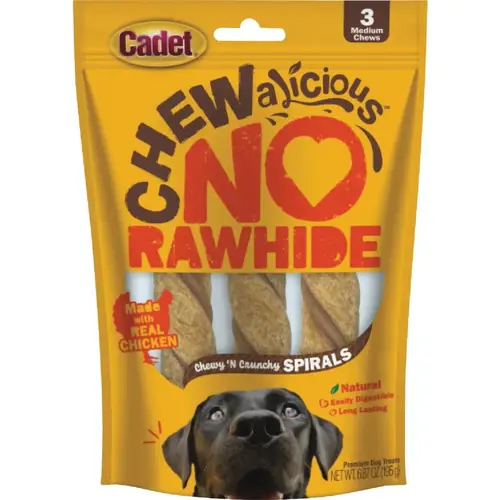 Cadet C70600 Chewalicious Chewy 'N Crunchy Medium Chicken Spiral Dog Treat (3-Count)