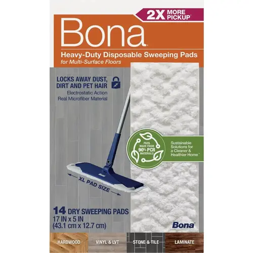 Bona AX0003639 Heavy Duty Disposable Sweeping Pads for Multi-Surface Floors (14-Count)