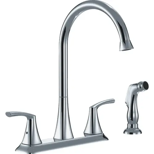 CMI 192-8279 Compass Manufacturing 5279C-WS Brookfield 2-Handle Chrome Hi Rise Kitchen Faucet With Spray
