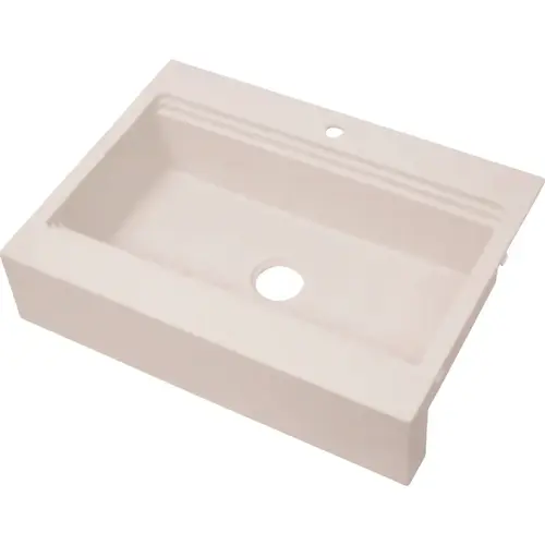 CMI 132-7937 Compass Manufacturing Single Bowl 33 In. x 24 In. x 8 In. White Granite 7-1/2 In. Flat Front Apron Work Station Sink