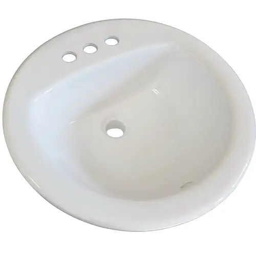 CMI 006-622 Compass Manufacturing Canton Oak Lawn Round Drop-In Bathroom Sink, White