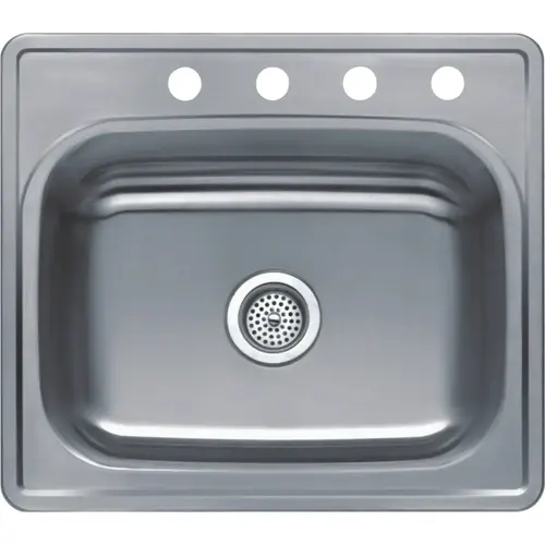 CMI 481-5441 Compass Manufacturing Bala 25 In. x 22 In. x 8 In. Single Bowl Stainless Steel Top Mount Kitchen Sink