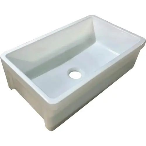 CMI 132-7412 Compass Manufacturing Single Bowl 33 In. x 20 In. x 10 In. White Porcelain Undermount Flat Front Kitchen Farm Sink