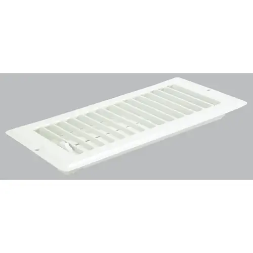 Unites States Hardware V-102WB 4 In. x 8 In. x 9/16 In. White Steel Floor Register