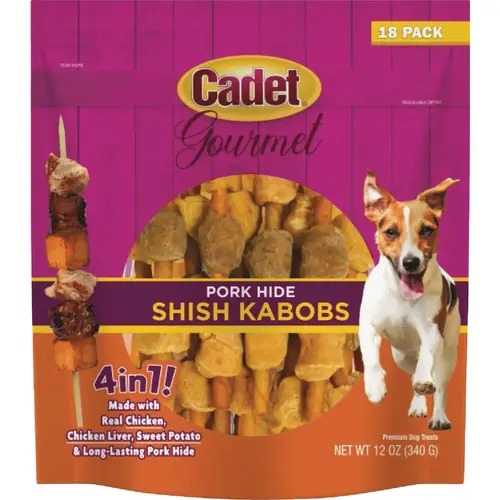 Cadet C70403 Gourmet 12 Oz. Pork Hide Shish Kabob Dog Treats
