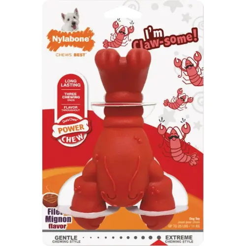 Nylabone NL102P Power Chew Medium Lobster Dog Toy Red