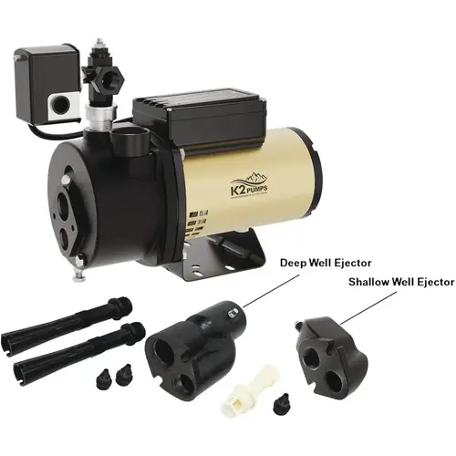 K2 WPD07502K IntelliJet 3/4 HP Heavy-Duty Cast Iron Convertible Deep Well Jet Pump