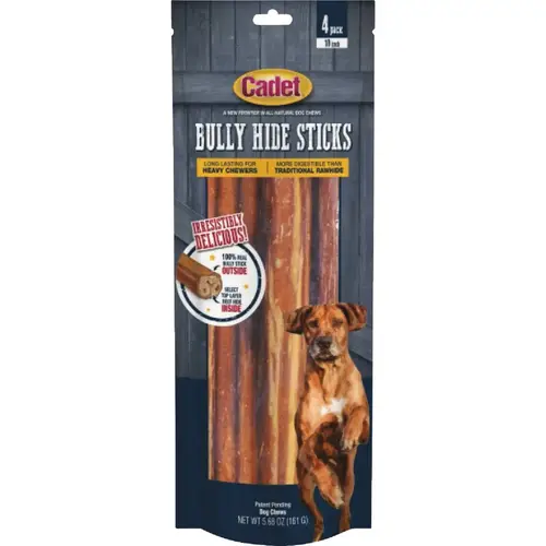 Cadet C70414 Large Bully Hide Sticks All-Natural Dog Chews (4-Count)