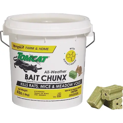 Tomcat 32444 4 Lb. All-Weather Rats, Mice, & Meadow Voles Bait Chunx