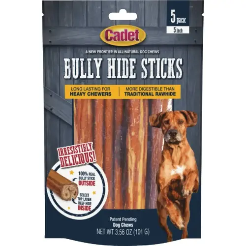 Cadet C70423 Small Bully Hide Sticks All-Natural Dog Chews (5-Count)