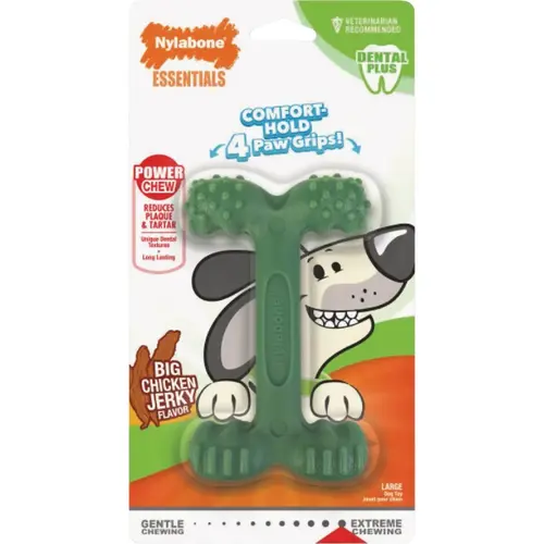 Nylabone NEHB004W Power Chew Comfort-Hold Large Chicken Jerky Dental Chew Toy Green