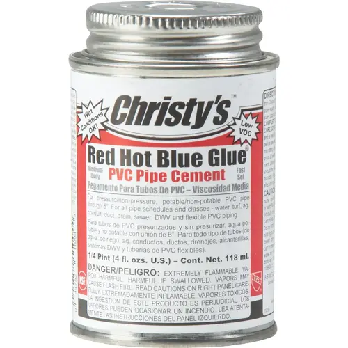 Christy's 505200 4 Oz. Low VOC Red Hot Blue Glue PVC Cement