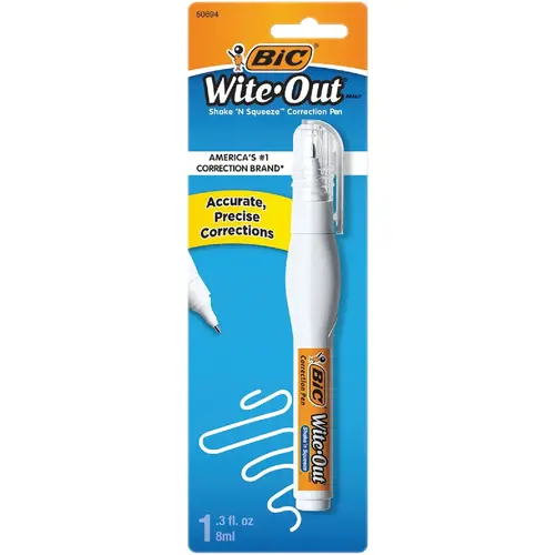 BIC WOSQPP11WHI Wite-Out 0.3 Fl. Oz. Correction Pen White