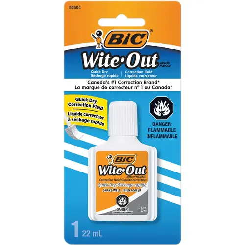 BIC WOFQDP1WHI Wite-Out Plus 0.7 Fl. Oz. Foam Brush Applicator Correction Fluid