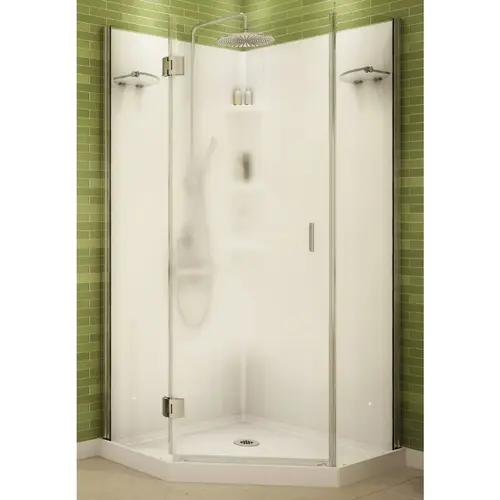 MAAX 105545-000-129-103 Papaya 36 In. L x 36 In. D x 72 In. H Center Drain Corner Shower Kit in White with Frameless Door in Chrome