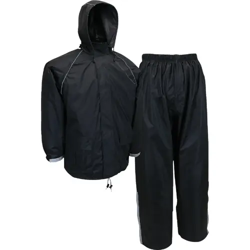 Boss B44520/M Medium 3-Piece Black Polyester Rain Suit