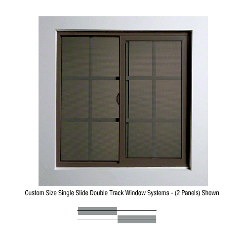 Bronze Finish Custom Size Single Slide Double Track Window System - (2 Panels)