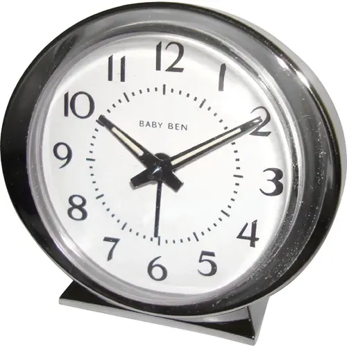 Westclox 11611QA Baby Ben Silver Classic Style Battery Operated Alarm Clock