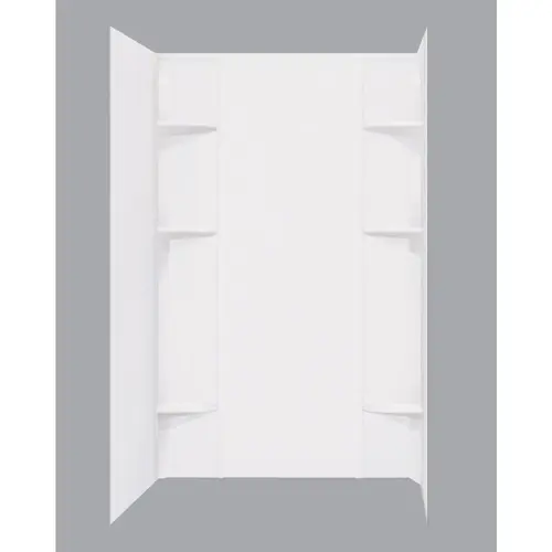Mustee 260WHT Durawall 60 In. x 71.5 In. x 40 In. Glue Up Alcove Shower Wall Set in White (5-Piece)