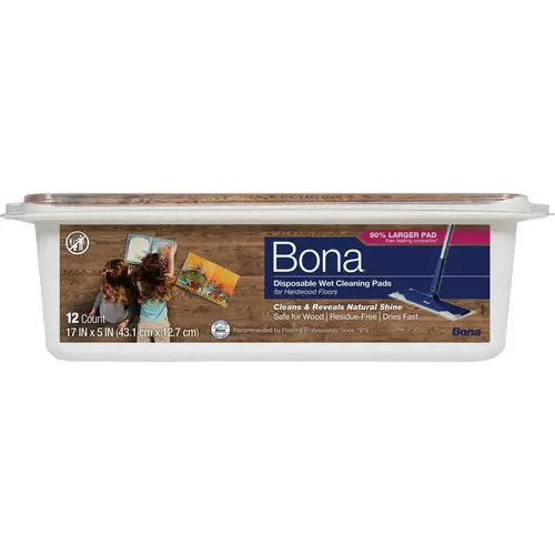 Bona AX0003506 5 In. W. x 17 In. L. Wet Hardwood Floor Cleaning Pads - pack of 12