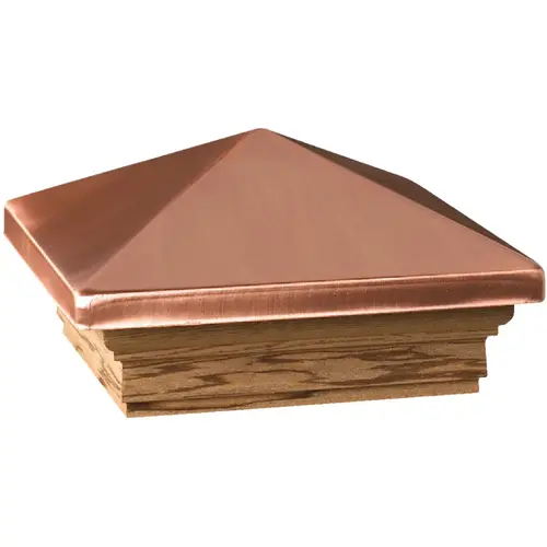 Deckorators 72227 6 In. x 6 In. Plastic Top, Pressure Treated Pine Base Press-On Post Cap Copper