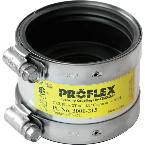 ProFlex P3001-150 1-1/2 In. x 1-1/2 In. PVC Shielded Coupling - Cast-Iron, Plastic, Steel to Copper