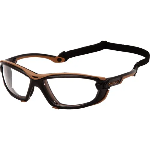 CARHARTT CHB1010DTMP Toccoa Black & Tan Frame Safety Glasses with Clear H2MAX Anti-Fog Lenses