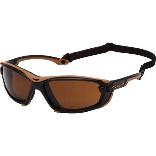 CARHARTT CHB1018DTMP Toccoa Black & Tan Frame Safety Glasses with Bronze H2MAX Anti-Fog Lenses