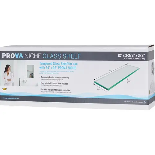 M-D 80200 Building Products PROVA NICHE 3-3/8 In. x 12 In. Glass Shelf