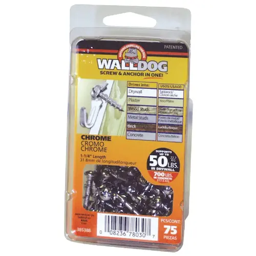 Hillman 377632 Borefast 1-1/2 In. White Anchor & Screw in One (75-Count)