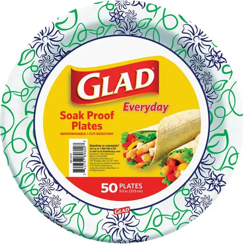 GLAD BBP15070 Everyday 8.5 In. Whimsical Floral Round Paper Plates (50-Count)