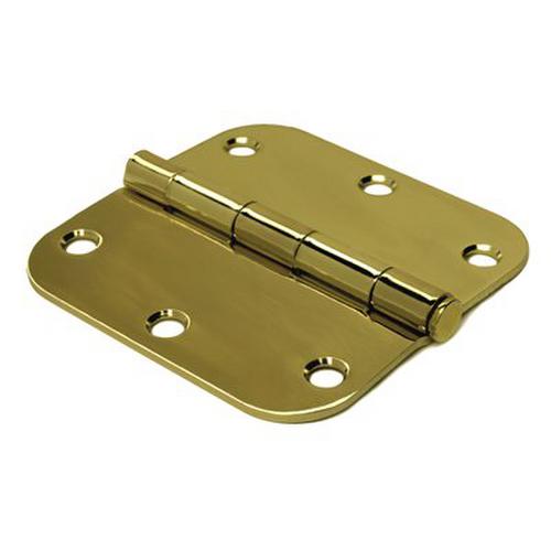 3-1/2" Height x 5/8" Radius Plain Bearing Mortise Door Hinge Radius Corner Brushed Brass Bulk Pack