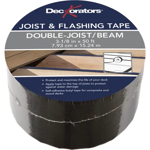 Deckorators 401880 3-1/8 In. x 50 Ft. Double-Joist/Beam Butyl Joist And Flashing Tape Black