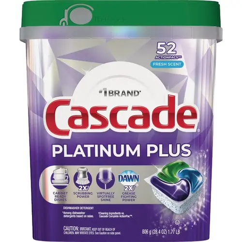 CASCADE 3077206156 Platinum Plus Action Pacs Dishwasher Detergent (52-Count)