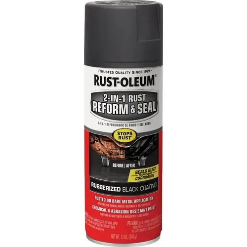 Stops Rust 2-In-1 Rust Reform and Seal Spray, 12 Oz., Black