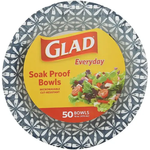 GLAD BBP15073 Everyday 16 Oz. Paper Bowls (50-Count) Blue