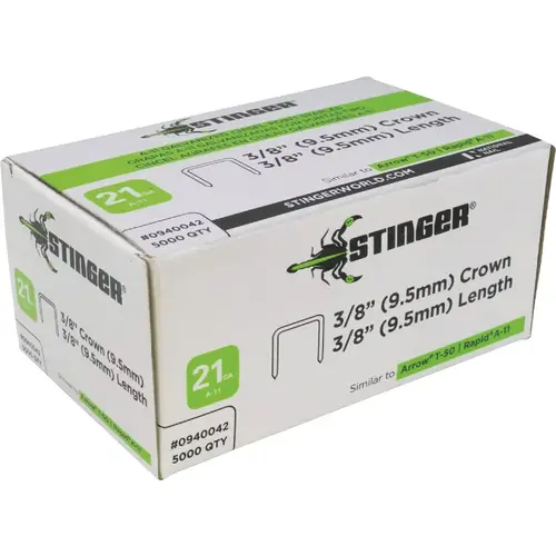 Stinger 0940042 3/8 In. A-11 Galvanized Hammer Tacker Staple (5000 Ct.)