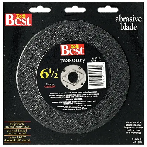Do it Best 971950DB Do it Type 1 6-1/2 In. x 1/8 In. x 5/8 In. Masonry Cut-Off Wheel