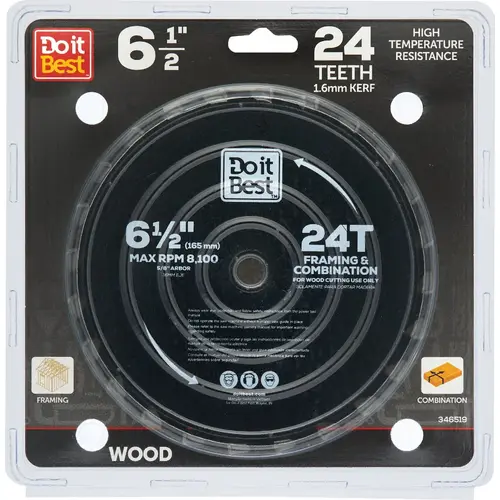6-1/2 In. 24-Tooth Framing & Combination Circular Saw Blade