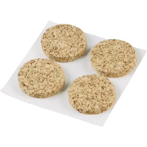 1/2 In. Round Cork Pads, (24-Count) Beige