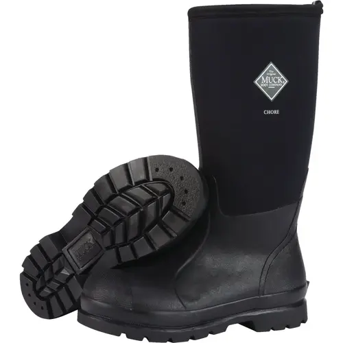 MUCK BOOT COMPANY CHH000-8 Chore Classic Hi Men's Black Plain Toe Rubber Work Boot, Size 8